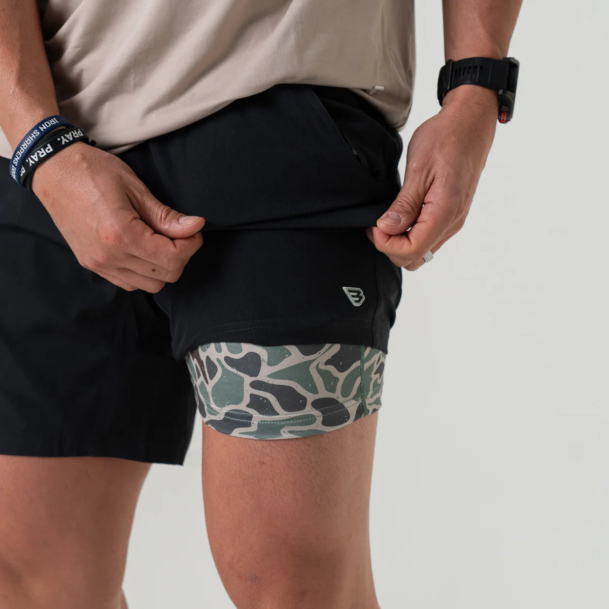 Burlebo Athletic Short - Heather Black - Retro Duck Camo Liner